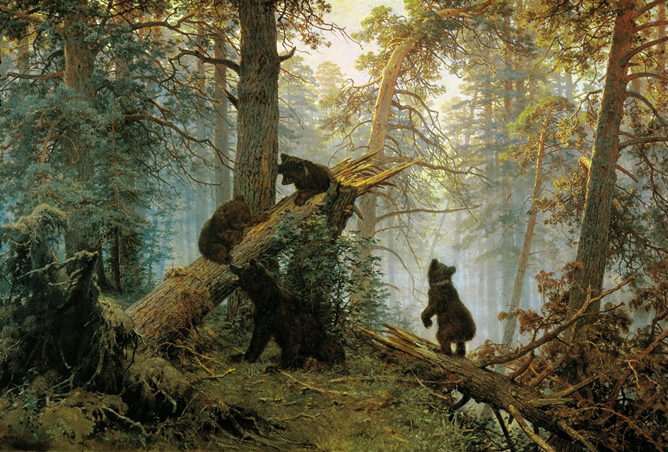 Репродукция картины Шишкина утро в сосновом лесу бору 3 медведя