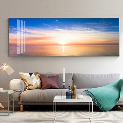 Картина панорамная над кроватью "Закат на море"