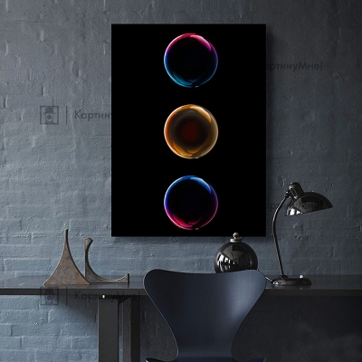 Картина постер для интерьера "Неоновые пузырри"