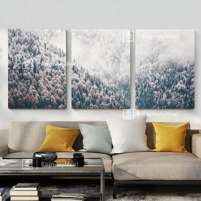 Модульная картина большая "Снежный лес"