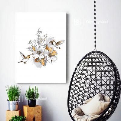 Картина постер "Золотые колибри"