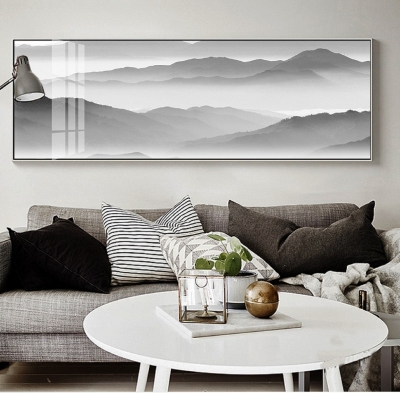 Картина черно белая "Панорамные горы"