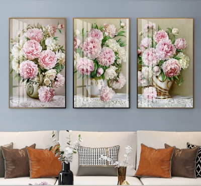 Модульная картина над диваном "Цветы в вазе"