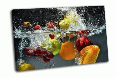 Картина брызги, фрукты на воде