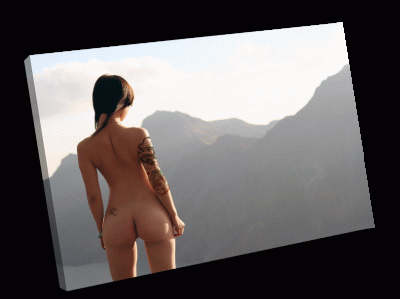 Картина девушка и виды гор