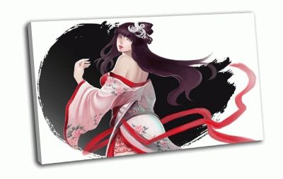 Картина девушка в кимоно