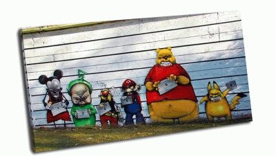 Картина граффити - злые герои мультиков