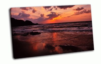 Картина карибское море, пляж, закат