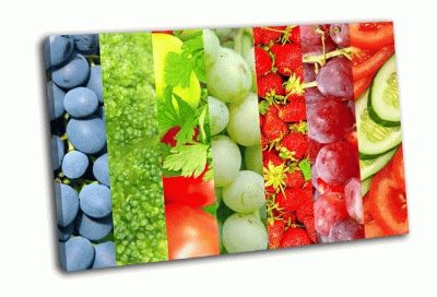 Картина коллаж-свежие фрукты и овощи