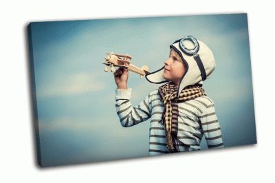 Картина мальчик с деревянным самолетом