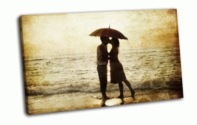 Картина пара под зонтом