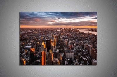 Манхэттен на закате, вид с воздуха