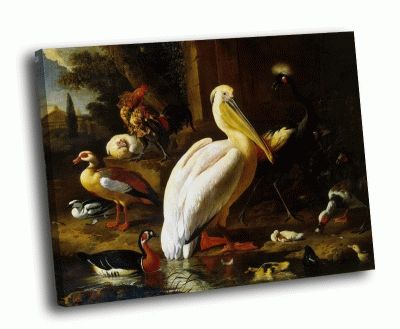 Репродукция картины хондекутер, мелхиор де - птицы в парке