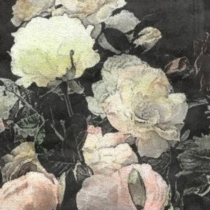 art floral vintage watercolor background with white and light pink roses and peonies