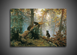 Репродукция картины Шишкина УТро в сосновом лесу бору 3 медведя багет 1