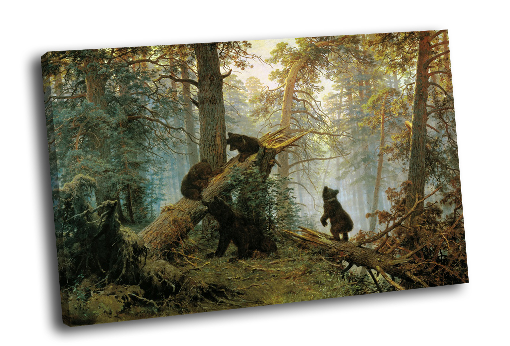 Картина (постер) - Утро в сосновом бору - И. Шишкин (Три медведя) | купить  в КартинуМне!, цены от 990р.